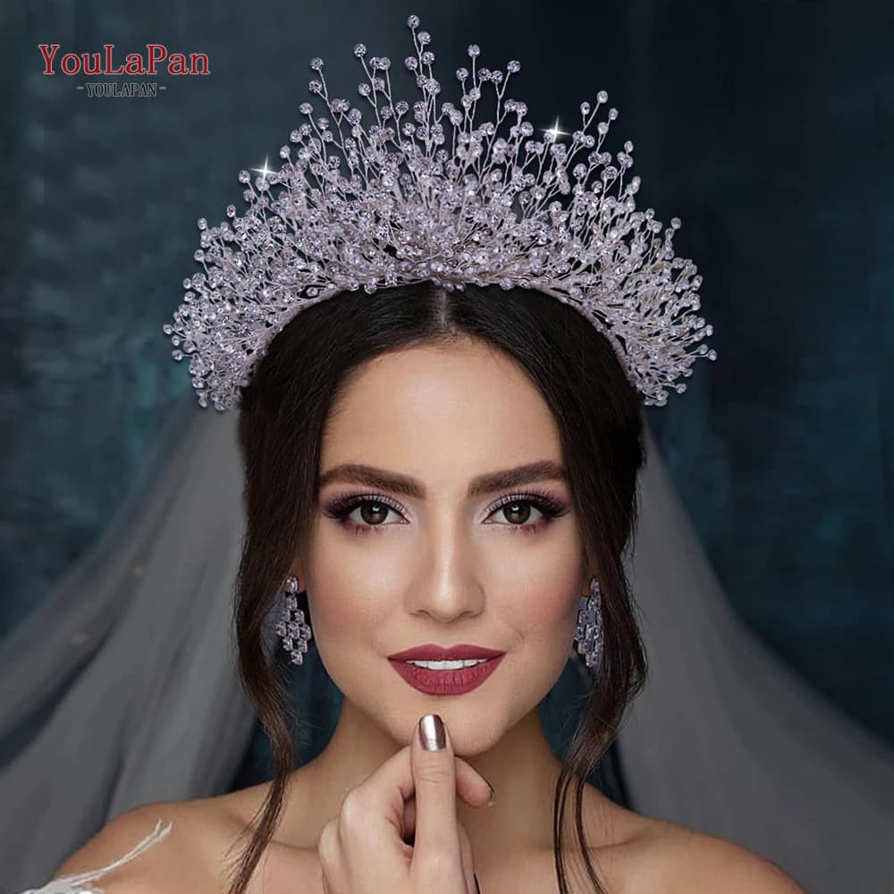YouLaPan HP193P chapellerie de mariage collier boucles d'oreilles ensemble de bijoux bandeaux de mariée strass casque diadèmes et couronnes de