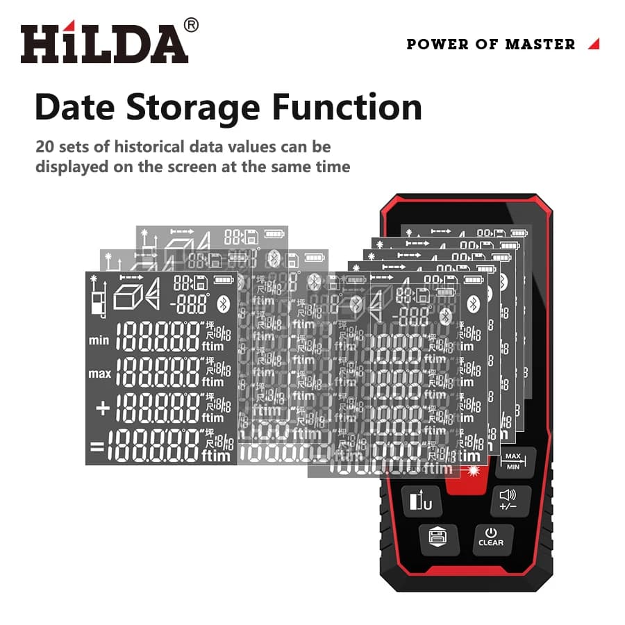 HILDA 100 M/120 M télémètre Laser télémètre détecteur de construction mesure règle Laser bande gamme dispositif règle construire mesure
