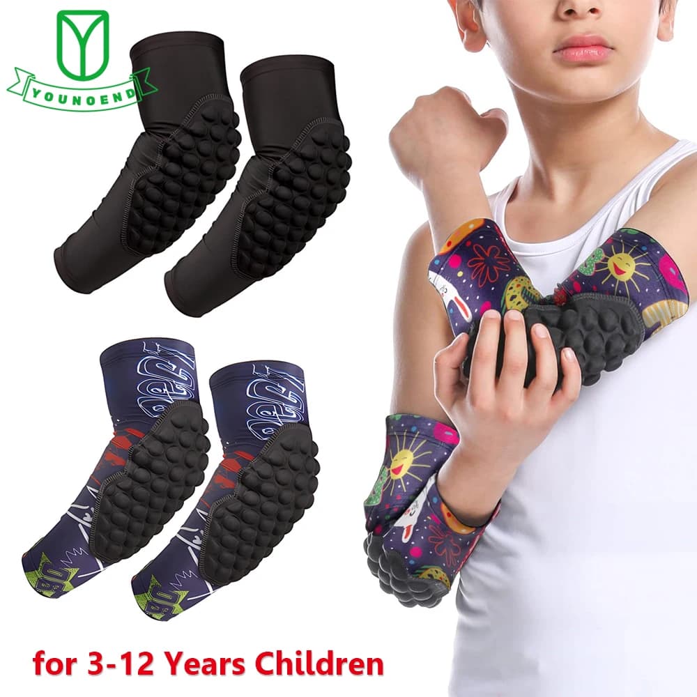 Coudières rembourrées pour enfants de 3 à 12 ans, manchons de bras, coudières de Compression pour Football, basket-ball, Baseball, Tennis, Hockey,