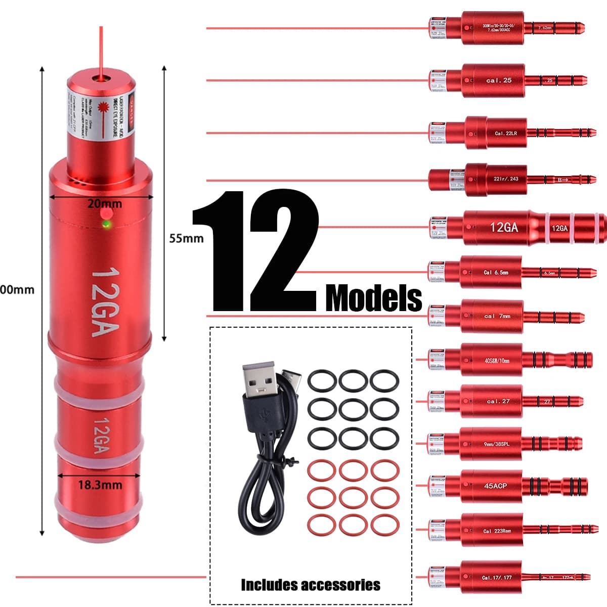 Capsules de tir à sec tactiques à double usage avec aspiration magnétique, pour calibres .22LR, 9mm, 7.62x39, 12GA, avec laser de point rouge pour