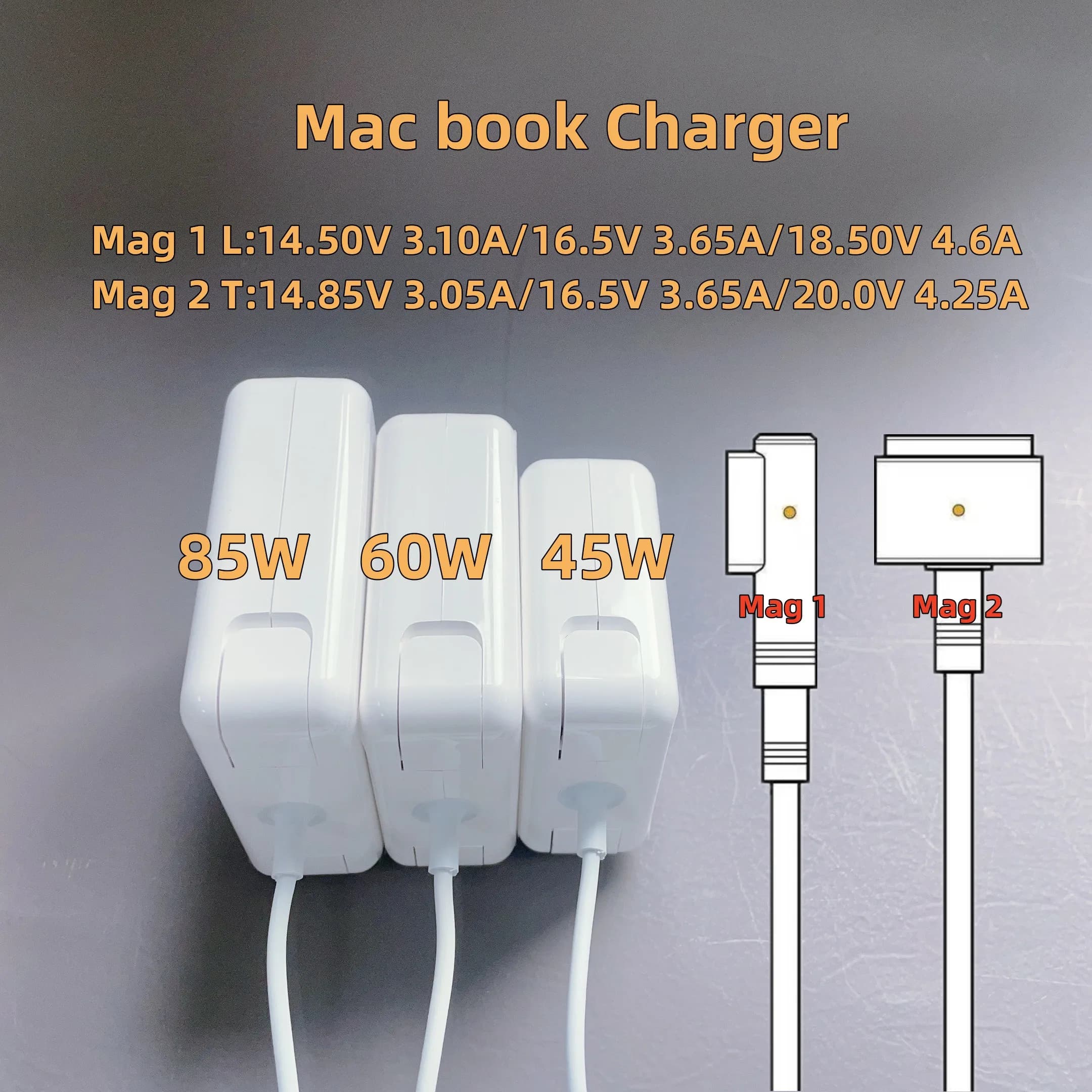 Adaptateur secteur magnétique pour Macbook Air Pro, chargeur secteur, A1466, A1286, A1278, A1502, A1398, A1465, 45W, 60W, 85W, Mag * 2, 1, nouveau