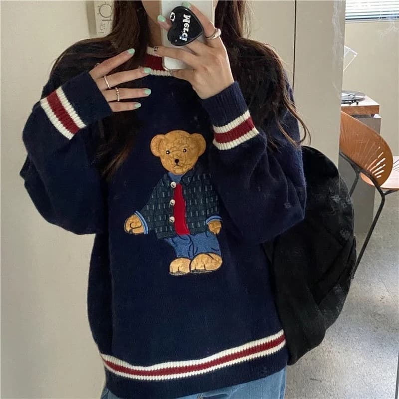 Pull ours ample et mignon pour femme, pull littérature paresseux, tendance ins chaude, automne et hiver, Y2K, nouveau, 2022