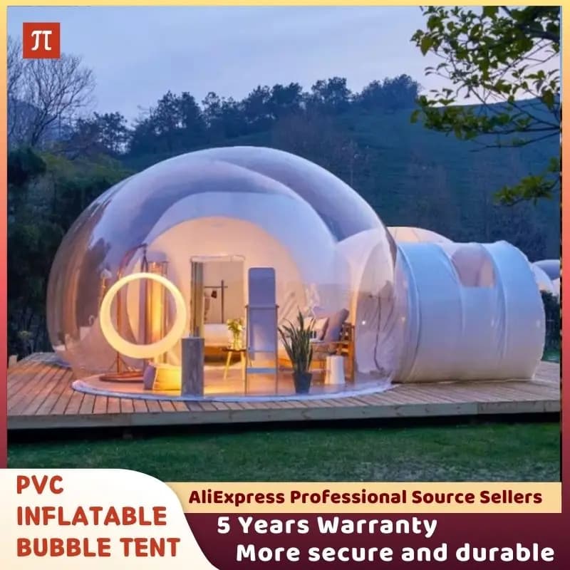 Tente à bulles gonflable transparente, maison sphérique transparente, cabane de jardin, lodge, dôme ciel étoilé avec souffleur gratuit, hôtel de