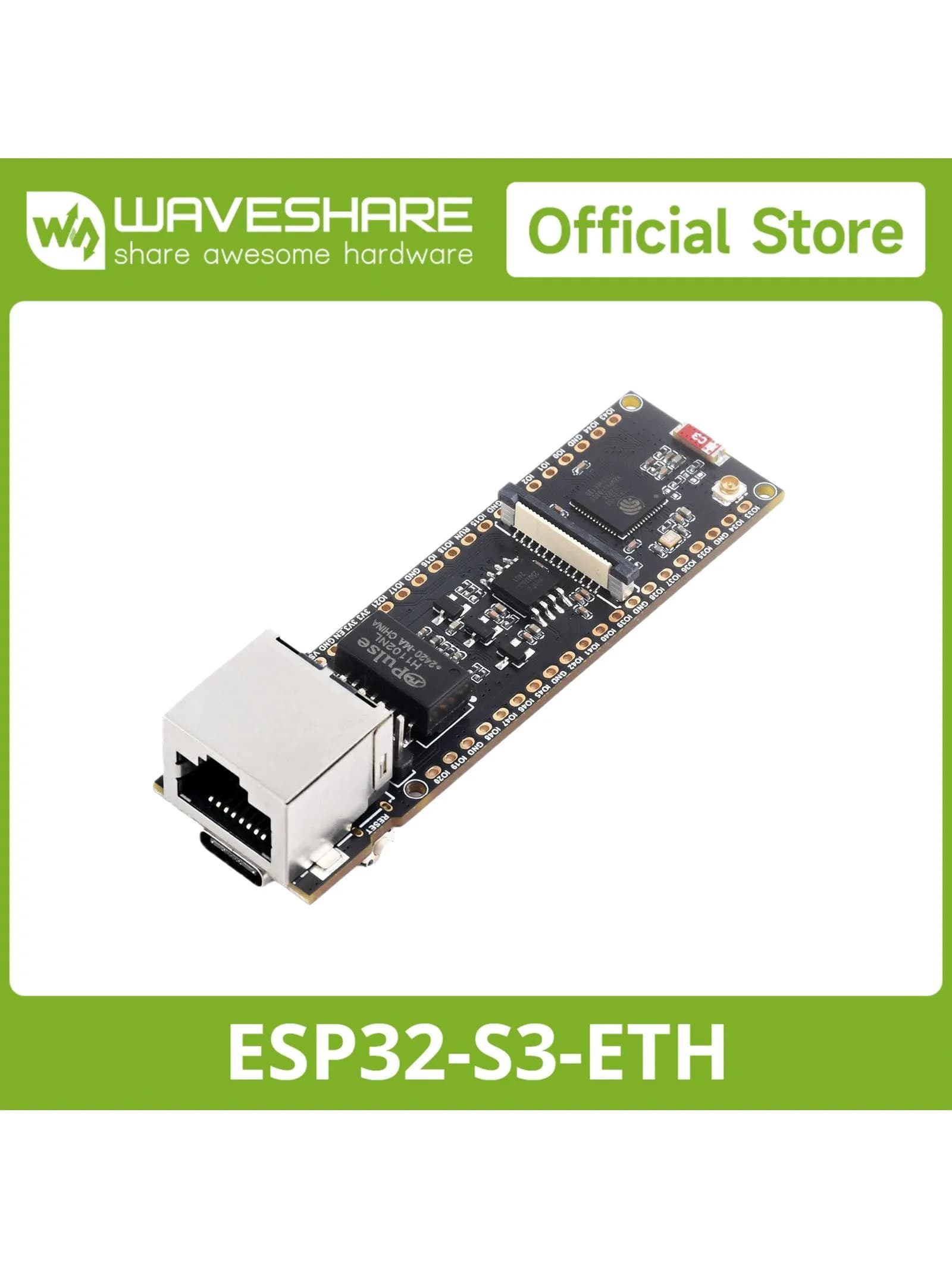 Carte de développement Waveshare ESP32-S3 ETH, optionnelle pour module PoE et module caméra, emplacement pour carte TF intégré, interface caméra