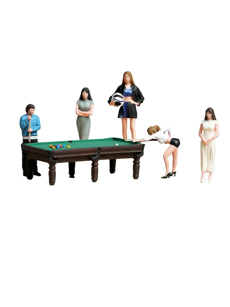 Miniatures peintes 1/18 1/24 1/43 1/64 1/87 garçons et filles jouant à la piscine Cheongsam beauté course fille Table de billard figurine modèle