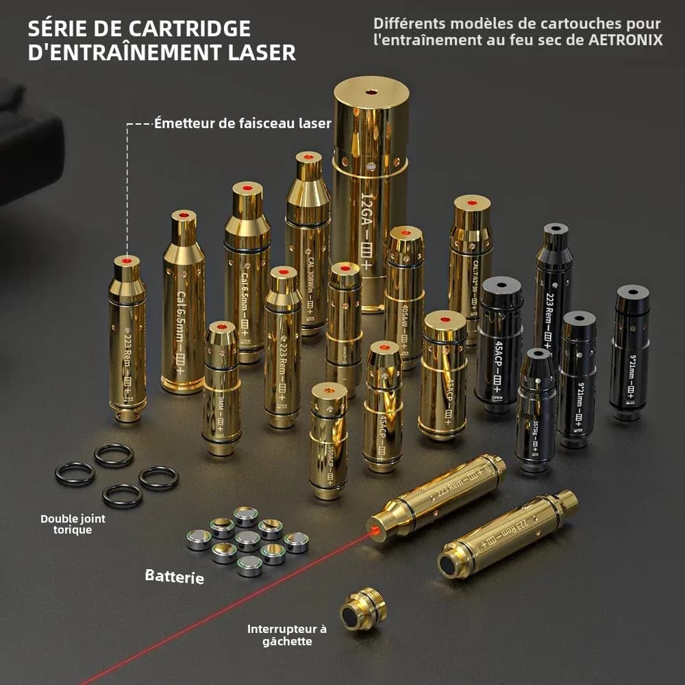Cartouche d'entraînement Laser à points rouges de 9mm, entraîneur de balles tactique à feu sec pour la pratique de la fabrication de pistolet et