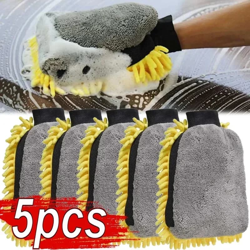 Gants de lavage de voiture imperméables en microfibre Chenille, 1/5 pièces, gant de nettoyage de voiture, brosse de détail, soins automobiles, gant