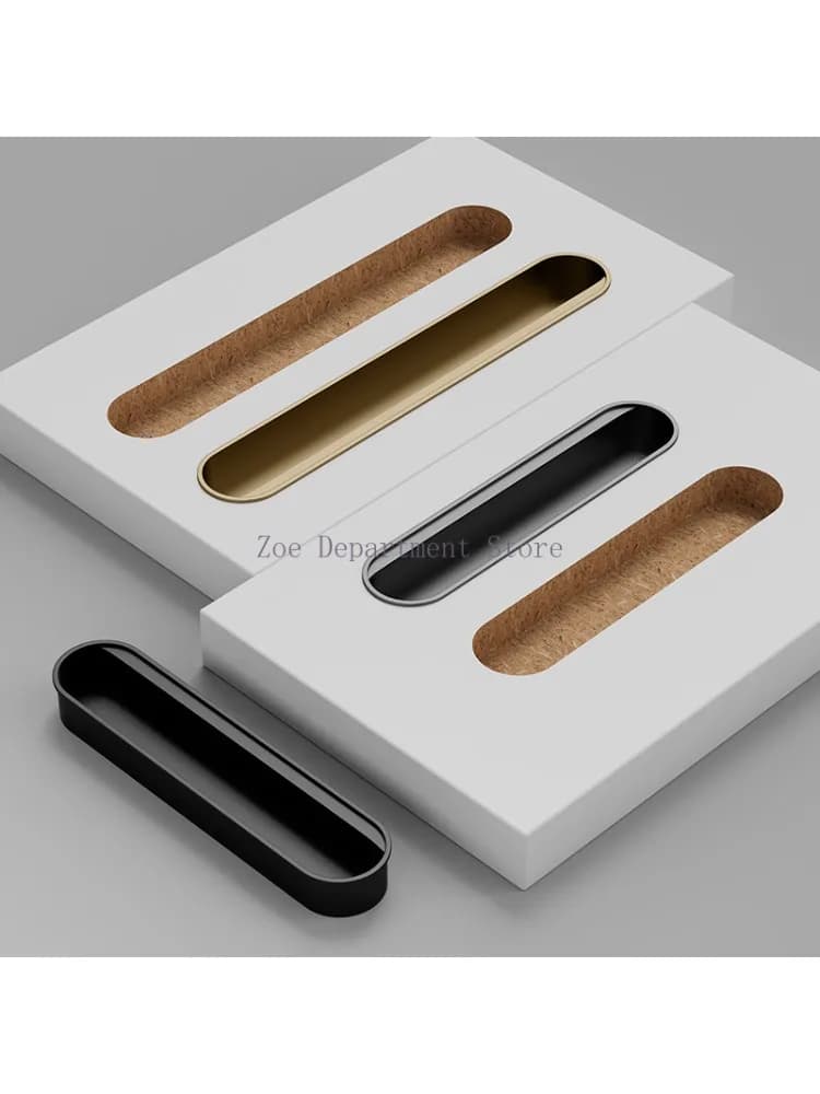 Poignée encastrée minimaliste pour armoire, noire, cachée, encastrée, à rainures, pour tiroir de meuble, porte d'armoire, poignée foncée