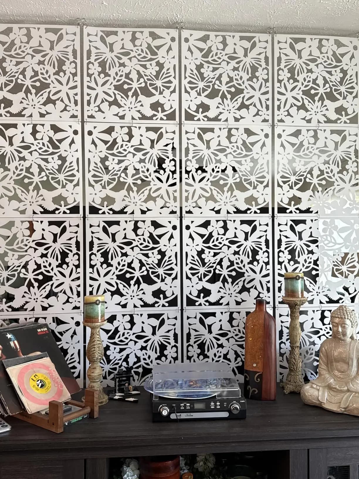 8 pièces écran suspendu cloison diviseur panneau sculpture ajouré chambre diviseur écran suspendu panneau rideau cloisons décoration