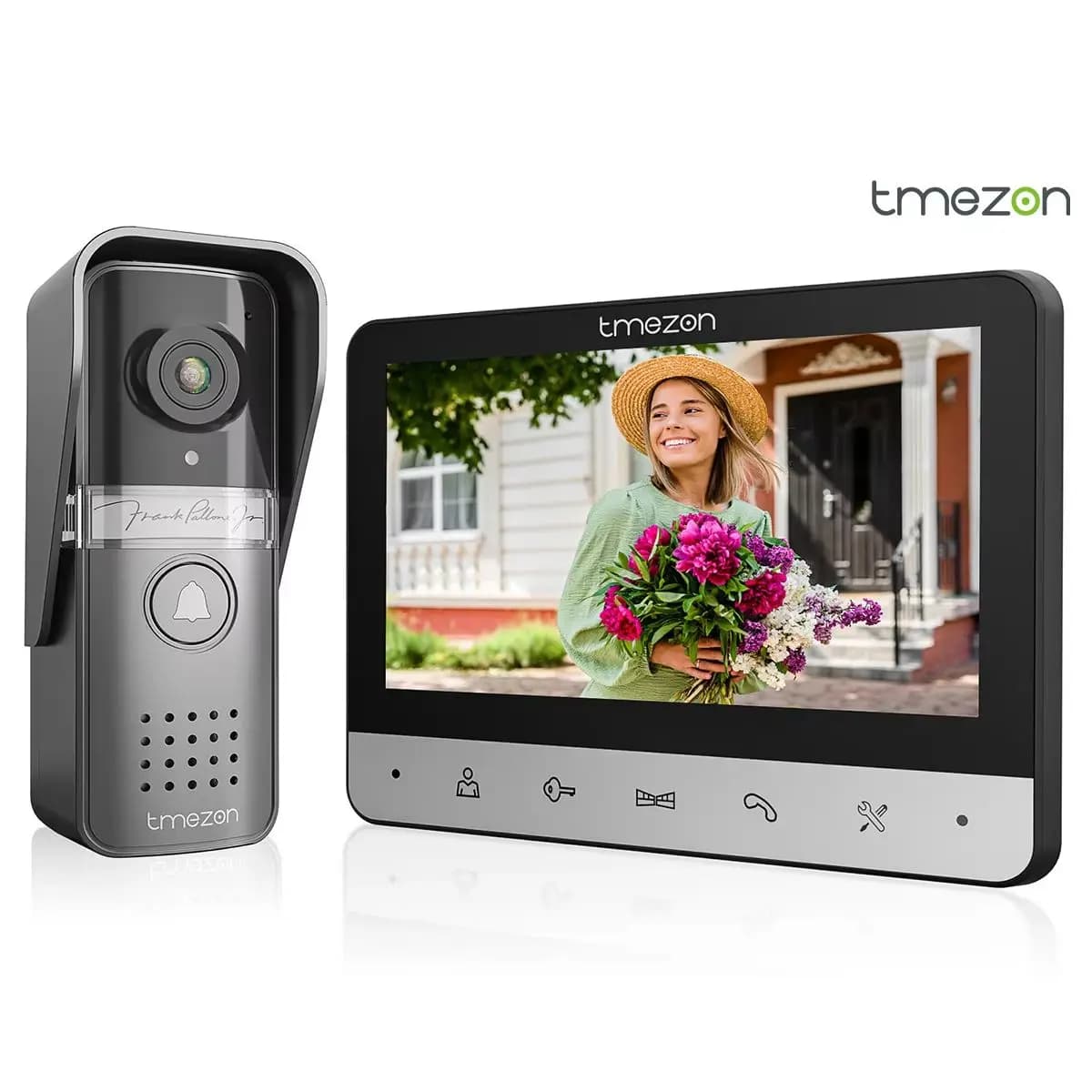 Système d'interphone vidéo à 4 fils pour la maison, caméra avec moniteur TMEZON de 7 pouces, déverrouillage à distance/vision nocturne/bouton