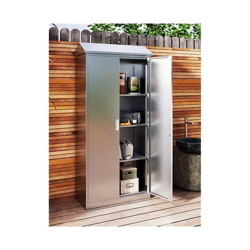 Armoire extérieure personnalisée en acier inoxydable 304, rangement extérieur avec serrure, armoire de nettoyage, armoire de balcon, protection