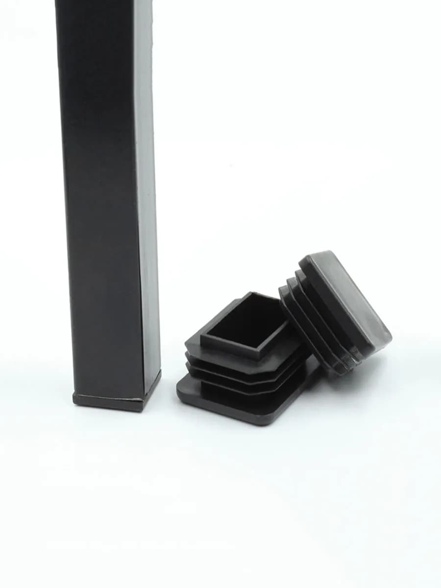 Bouchon de tuyau carré/oblong en plastique noir 13x13mm~100x100mm, insert antidérapant pour pieds de table/chaise/mobilier, embout de finition