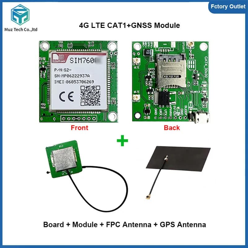 Carte de développement SIM7600E SIM7600G SIM7600SA, module SIMCOM 4G LTE CAT1, prise en charge GNSS, modem 4G avec kit d'antenne