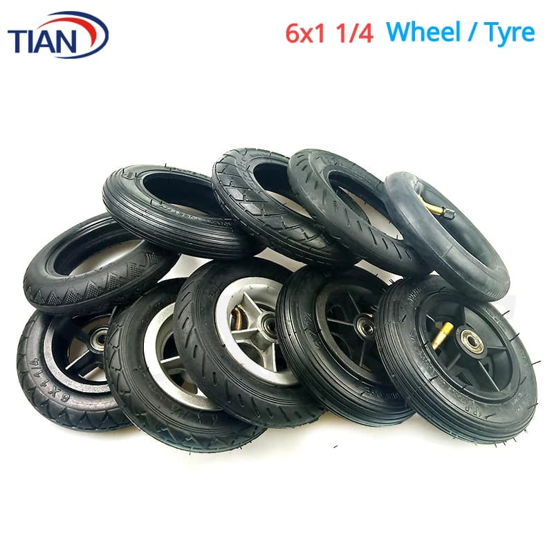 Pneu de roue 6x1 1/4, pneumatique/solide, 6 pouces, pour moto, scooter 150MM, avec moyeu, chambre à air, pneu électrique