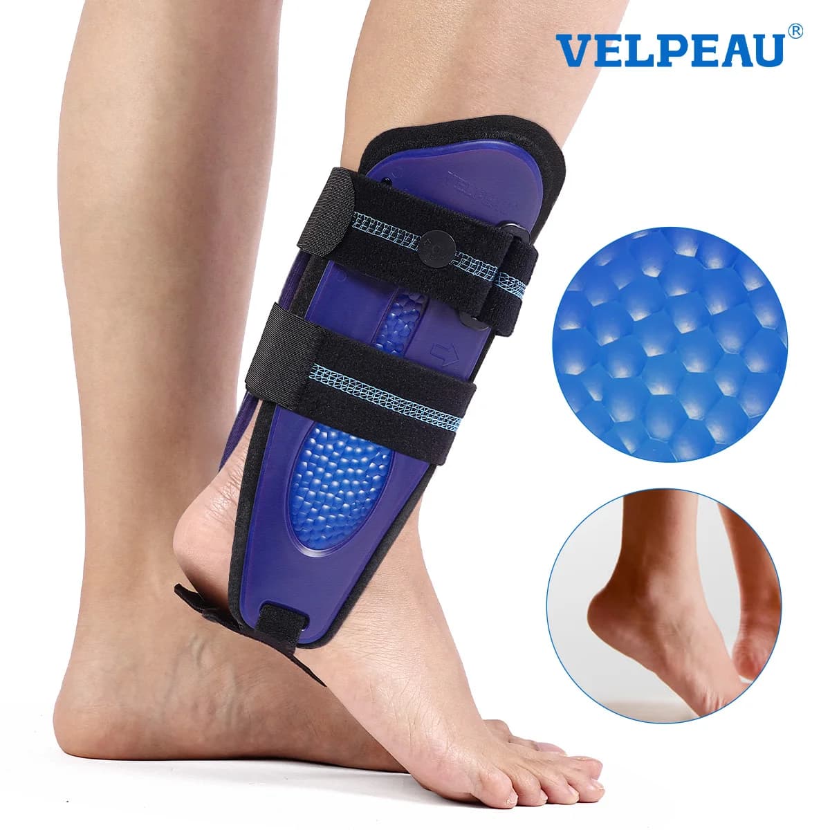 Attelle de cheville VELPEAU pour entorses et blessures des ligaments, stabilisateur de cheville à étrier compatible avec les pieds gauche et droit