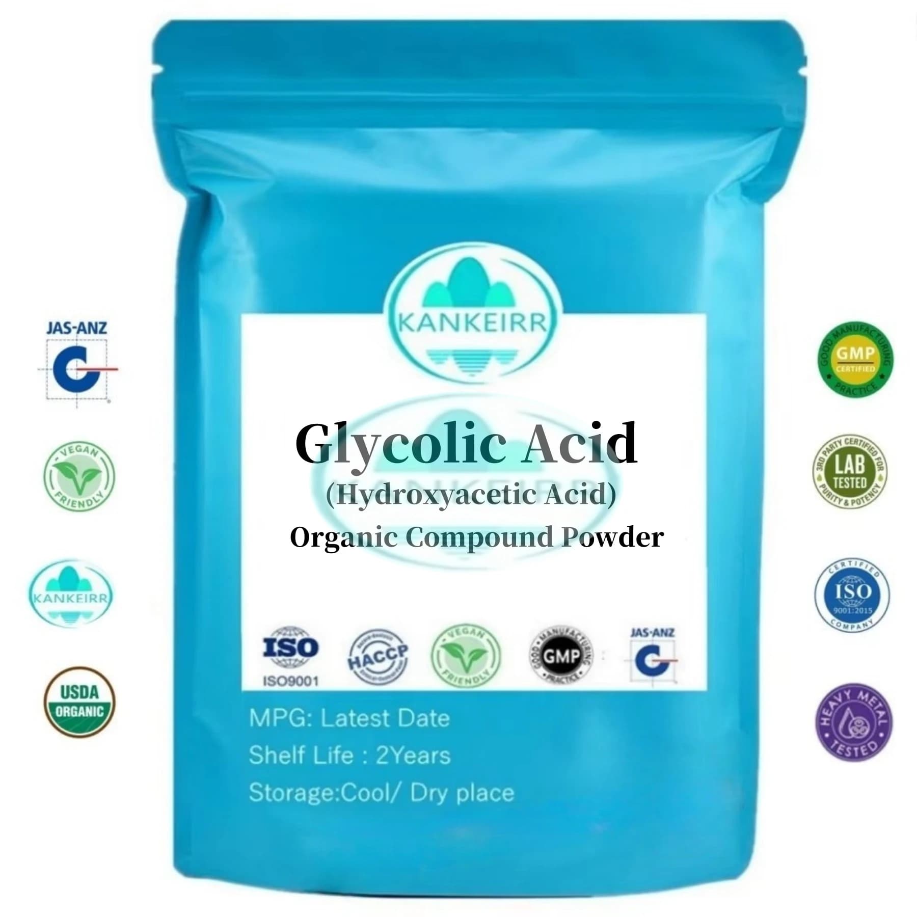 Poudre d'acide glycolique blanchissant la peau anti-rides
