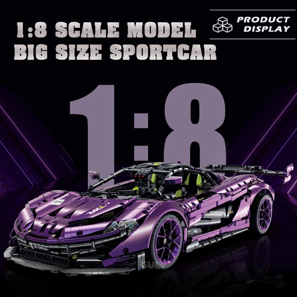 Bloc de construction de modèle de supercar, échelle 1:8, MKLUN P1, assemblage de voiture technique, briques de haute technologie, ensemble de