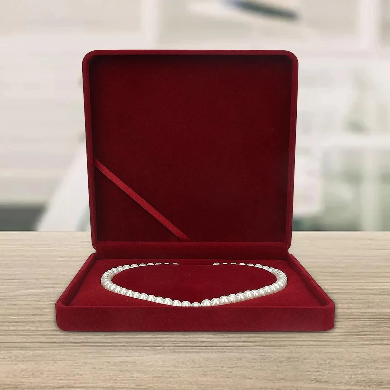 Boîte en velours pour colliers de perles, emballage de bijoux, mallette de rangement, présentoir de boucles d'oreilles, 7.5x7.5x1.6 pouces, Premium
