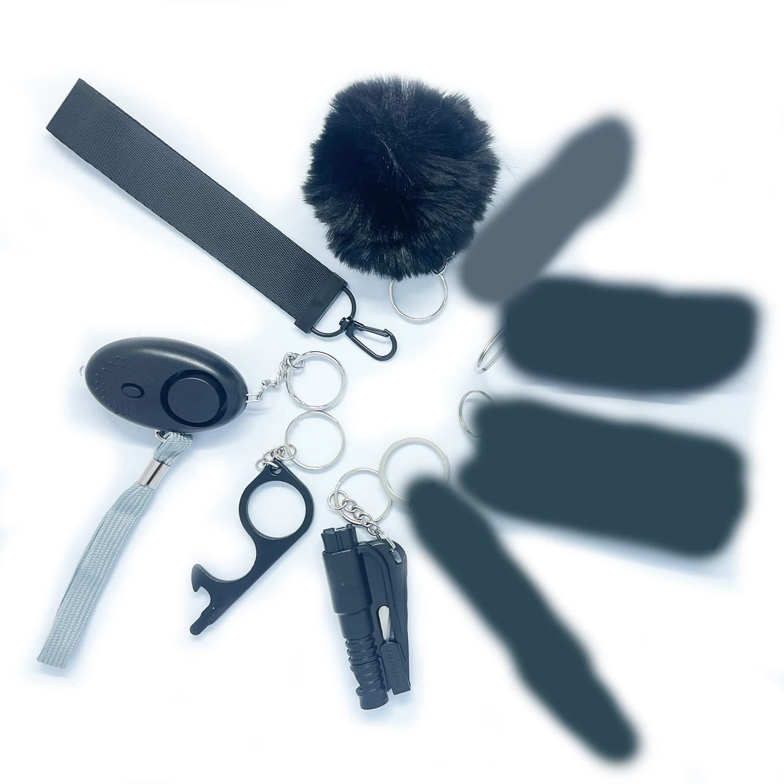Porte-clés de protection anti-loup pour femme, autodéfense extérieure, grands kits personnalisés, 9 pièces