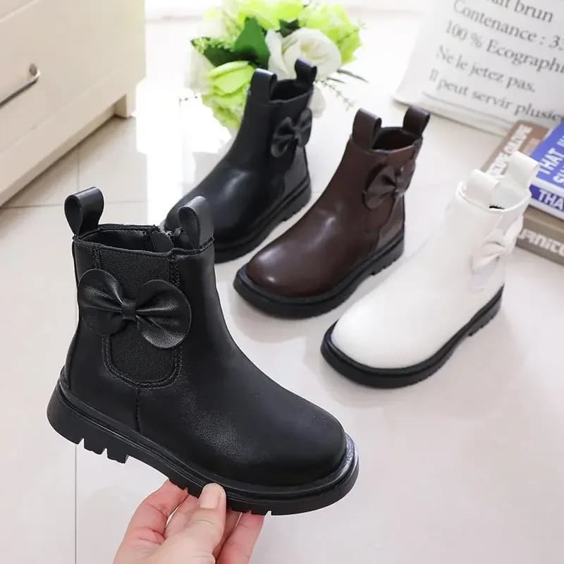 Filles bottes de neige nœud papillon princesse bottines pour enfants imperméable chaud coton cheville haute fermeture éclair automne hiver