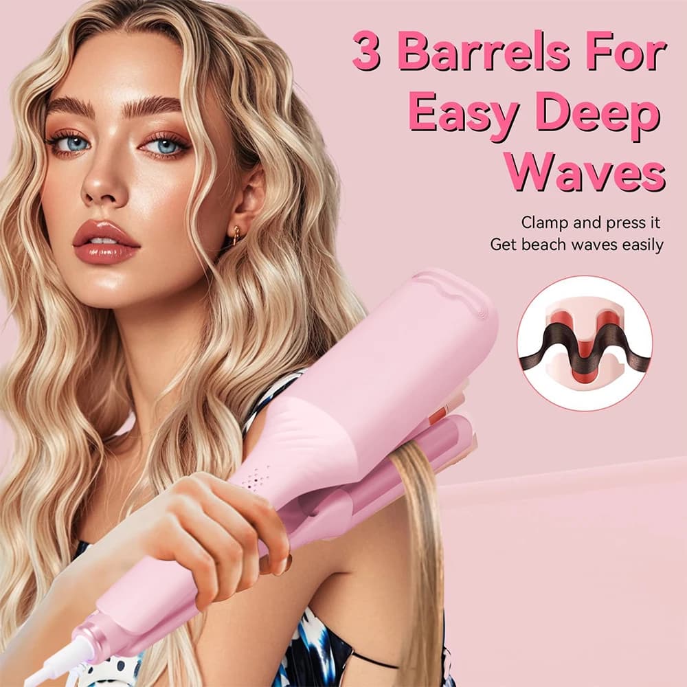 Fer à friser en forme de V profond de 1.25 pouces, vagues fantômes, permanente, Tourmaline, avec plusieurs températures, cadeaux pour elle