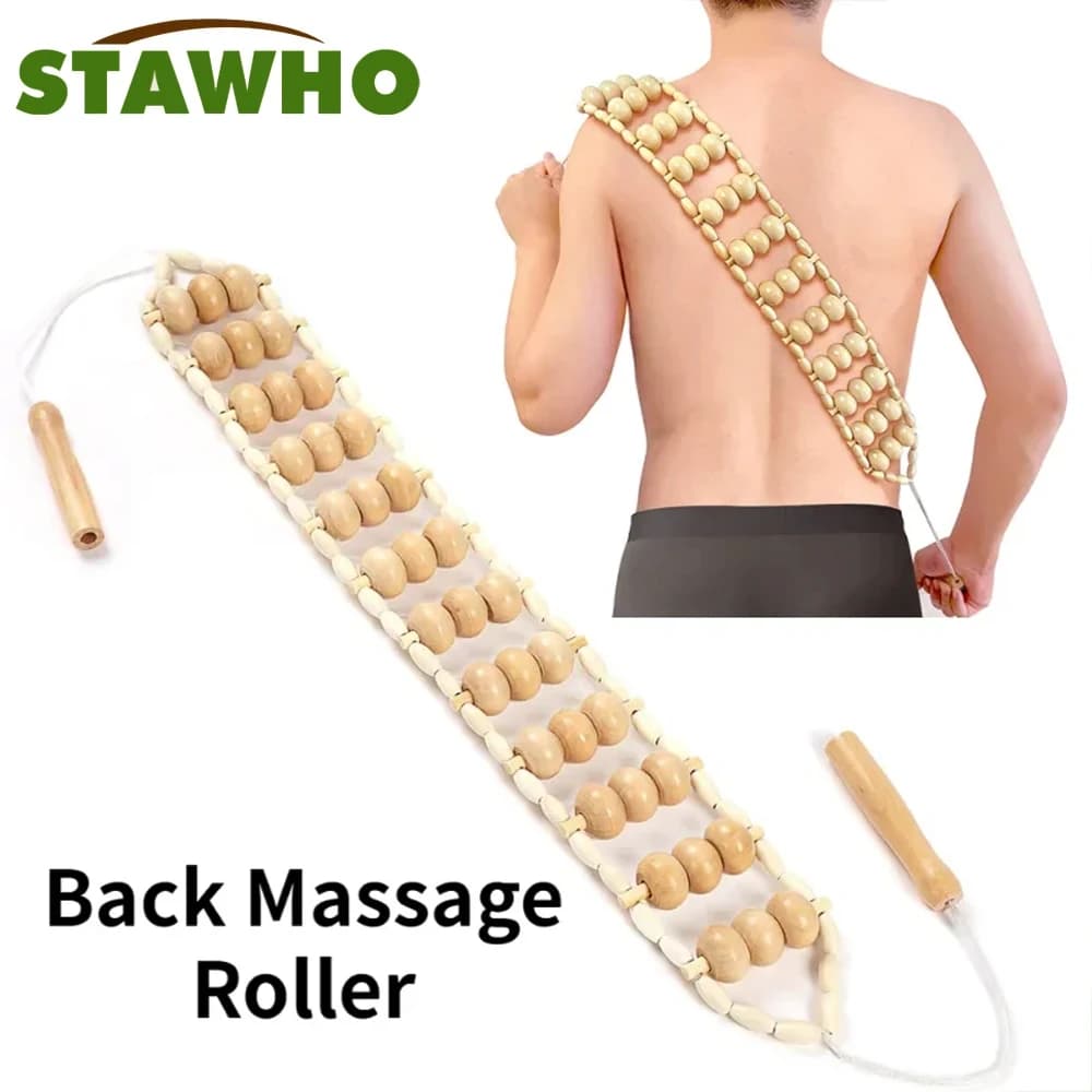 Outils de Massage thérapeutique en bois, corde à rouleau de masseur de dos en bois-pour la mise en forme du corps, soulagement de la douleur, outil