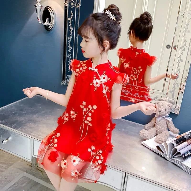 Robe Cheongsam d'été pour petites filles, tenue de princesse sans manches pour adolescentes, vêtements de fête pour enfants de 10 à 12 ans,