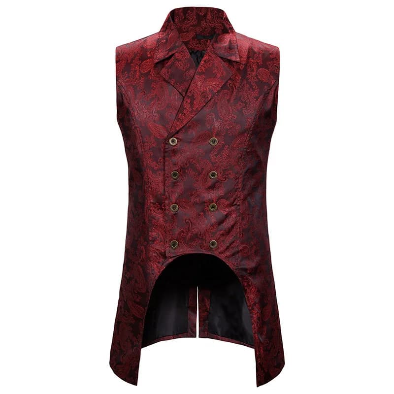 Gilets à double boutonnage pour hommes, manteau en émail irrégulier, col à revers, imprimé vintage, glaçure sociale, noir, bleu, rouge, #4835