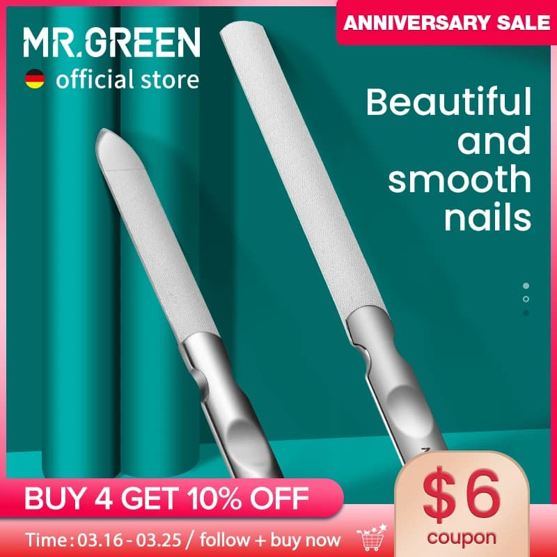 MR.GREEN lime à ongles Double face acier inoxydable manucure pédicure toilettage pour outils professionnels de soins des ongles des orteils des
