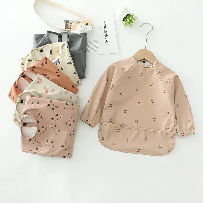 Erduo nouveau-né bébé imperméable à l'eau alimentation bébé tissu doux bavoirs infantile tablier à manches longues école nourriture bavoir