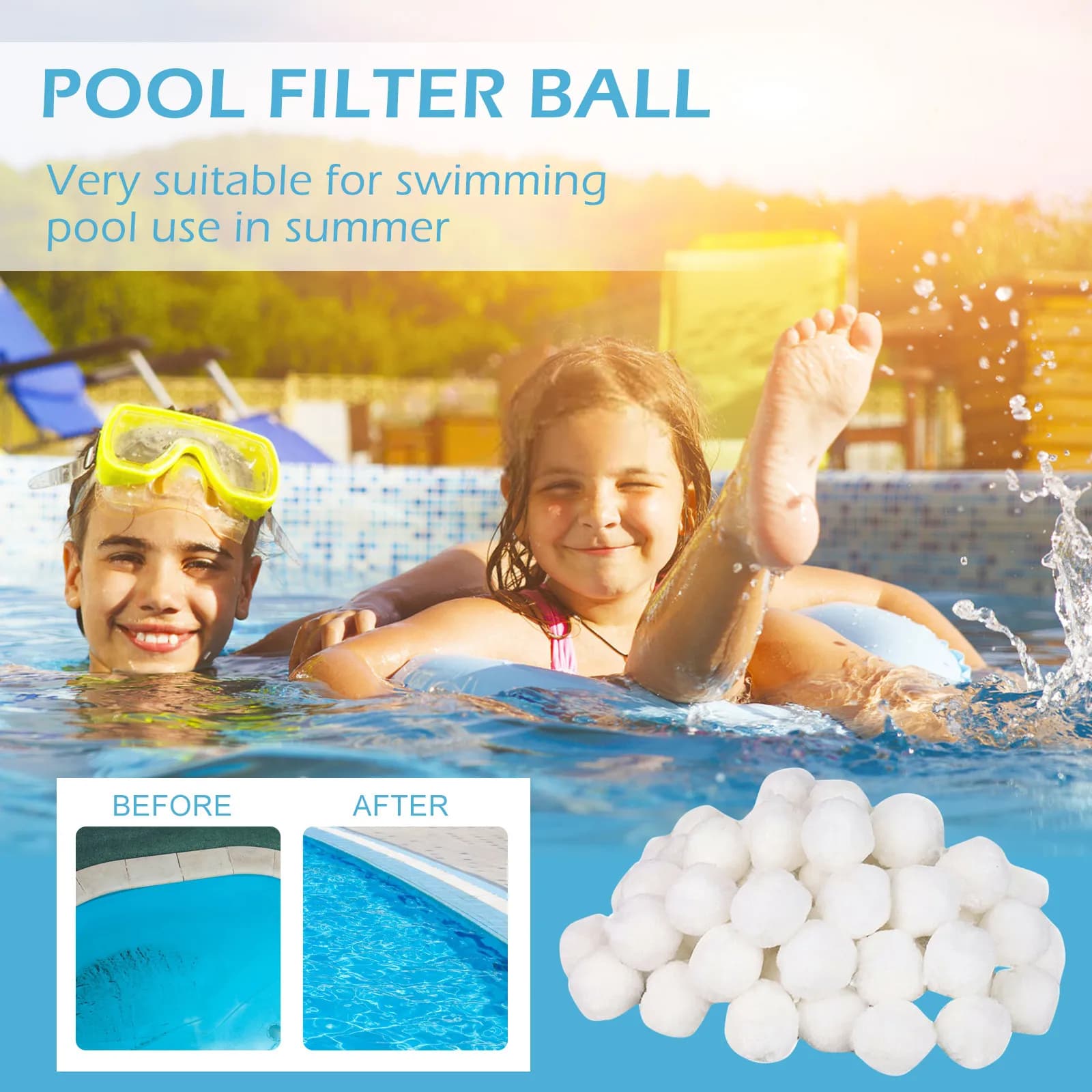 Boules de nettoyage de piscine en Fiber de Purification d'eau, 200g-1500g, 30-50mm, équipement de nettoyage pour eaux usées, Trea & tment