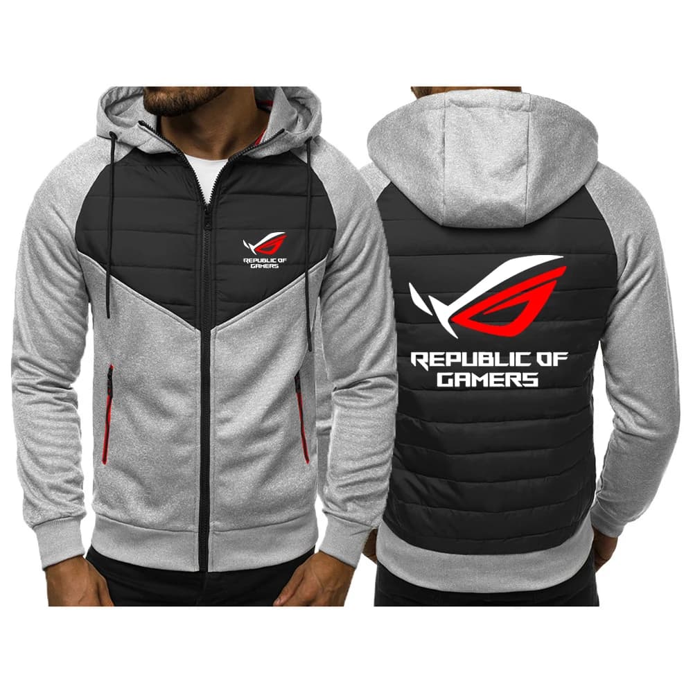 Veste polyvalente à fermeture éclair pour hommes, manteau Slim et confortable, Logo ROG Republic Of Gamers imprimé, sweat à capuche de loisirs,