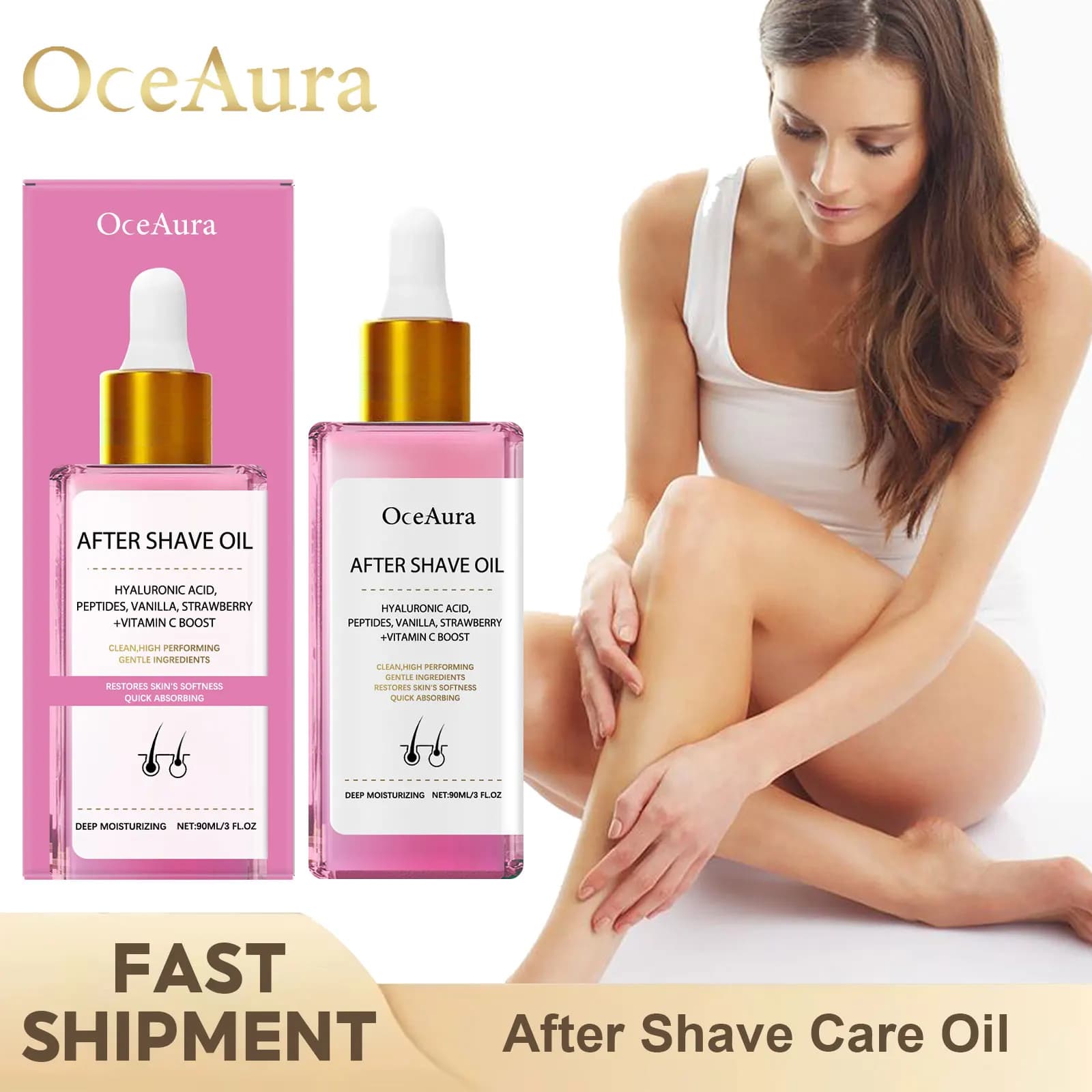 Huile après-rasage aux fraises, peau douce et lisse, hydrate, améliore la sécheresse, prévient les cheveux incarnés, soins après-rasage, huile