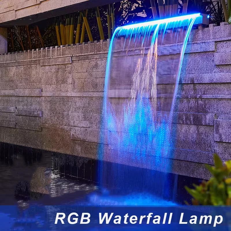 Cascade en acrylique avec lumière LED, lumières décoratives, rideau d'eau, bec mural, extérieur, spa, piscine, cour, cascade empilée