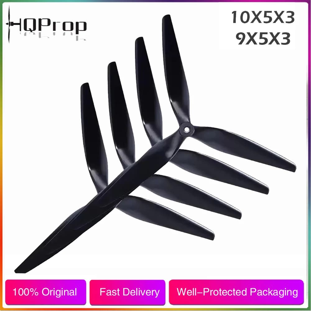 HQProp HQ Macroquad Prop 10X5X3 9X5X3 1050/9050 10 pouces 9 pouces 3 pales hélice en Nylon renforcé de carbone noir pour Drones RC FPV