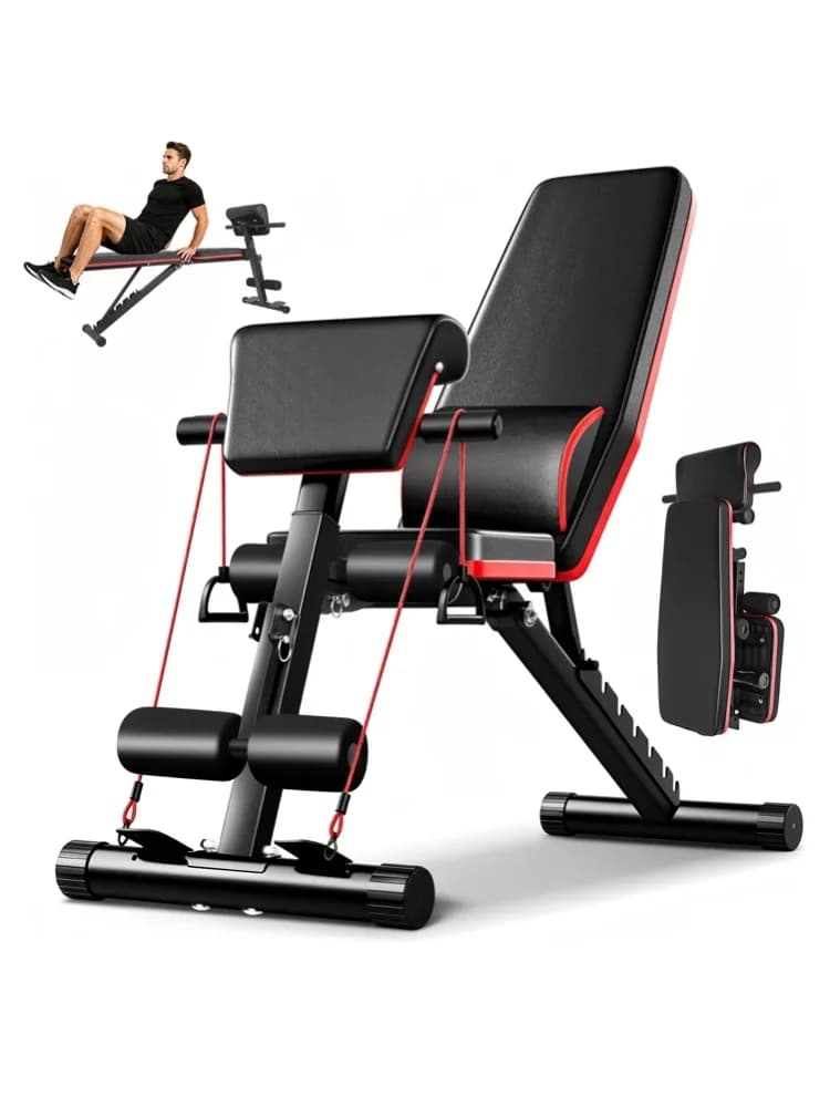 Banc de musculation multifonctionnel réglable 6 en 1, banc de musculation pliable robuste pour la salle de sport à domicile, dossier à 7 niveaux,