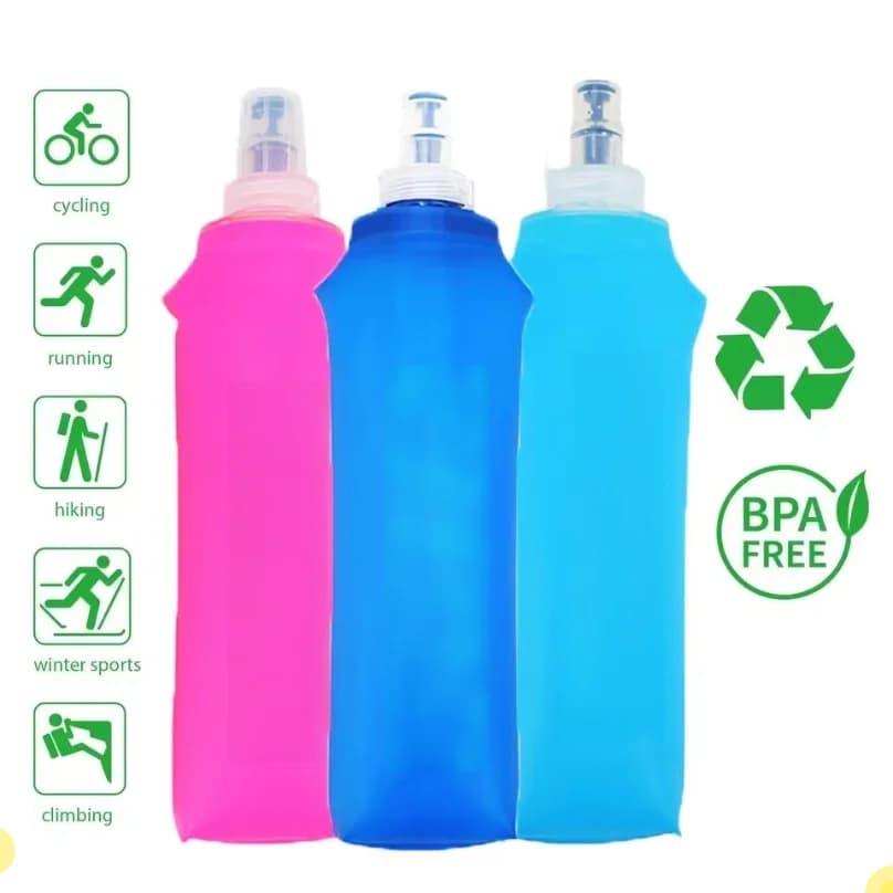 Bouteille d'eau de sport pour le cyclisme, anti-fuite, durable, souple, à débit élevé, sans BPA, portable, en TPU pliable, pour la course en