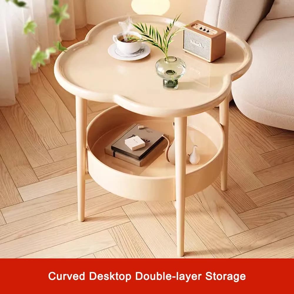 Table d'appoint moderne en plastique, 40x40CM, Double couche, petite Table de chevet facile à assembler pour le salon
