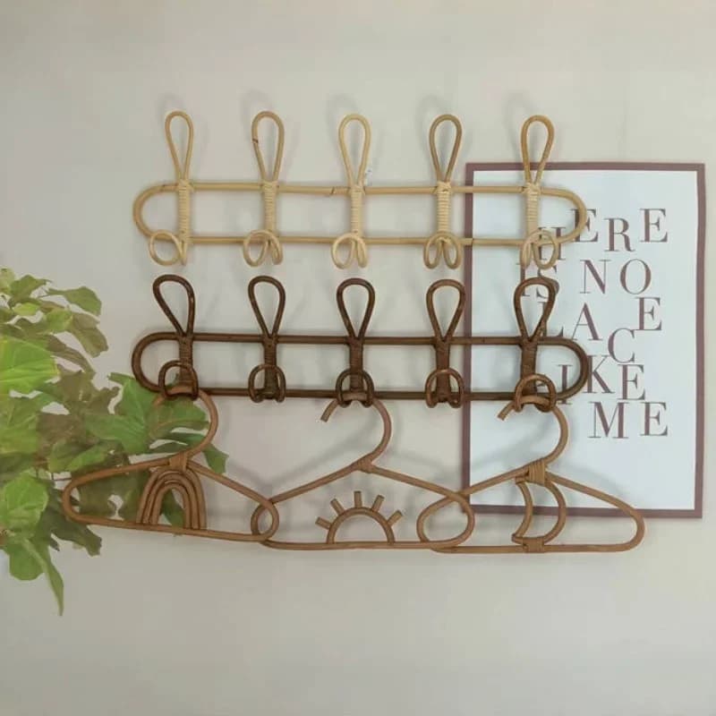 Crochets Muraux en Rotin pour Vêtements d'Enfant, Accessoire de Rangement pour Chapeaux, Décor