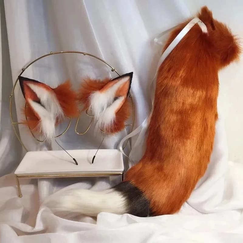 Nouveau renard rouge Anime bête oreille bête queue loup oreille chat oreille bandeau personnalisé COSPLAY fait à la main LOL doré renard oreilles