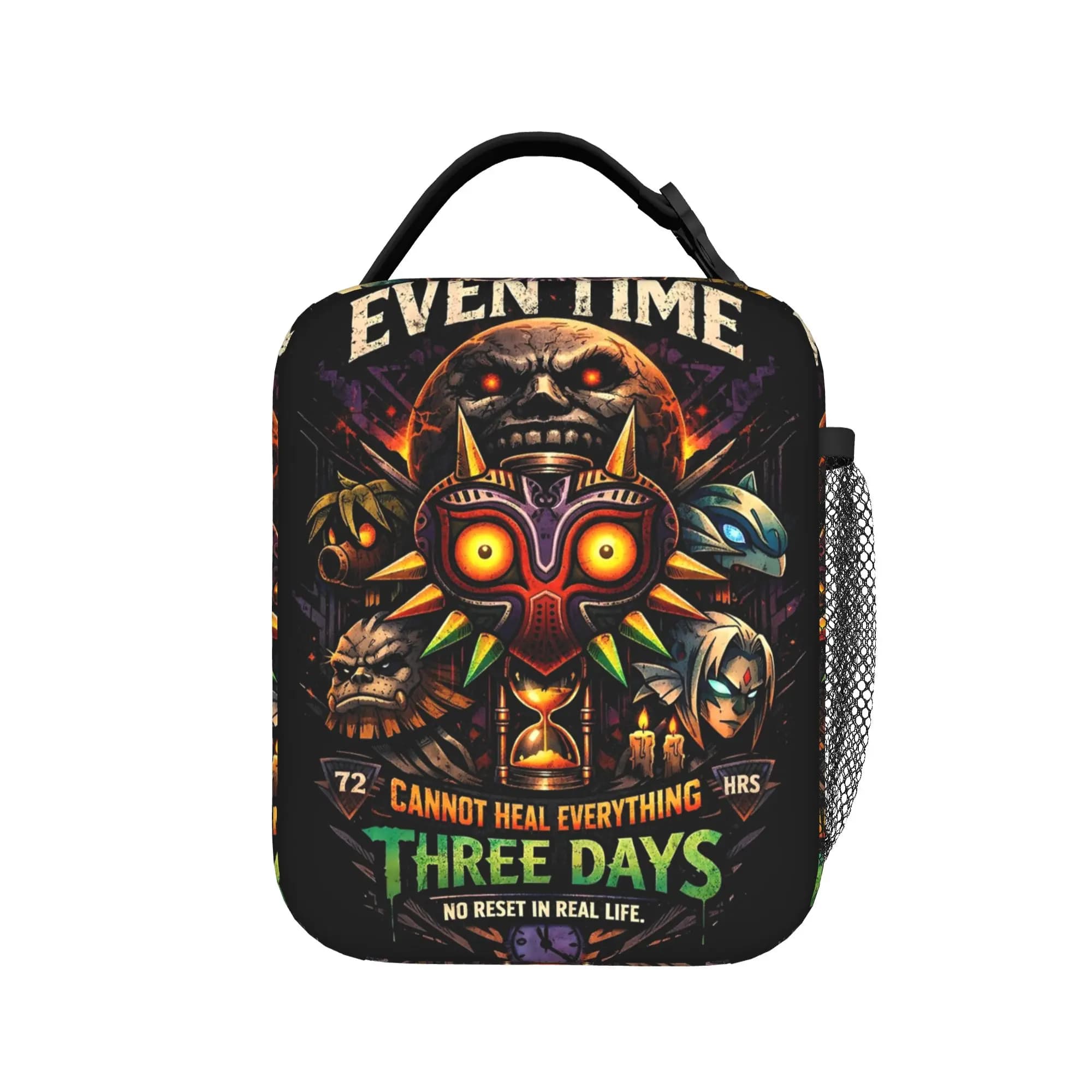 Sac isotherme réutilisable pour le déjeuner, sac fourre-tout, boîte à lunch pour l'école, motif Dark Majoras Mask Zeldas Legend, avec fonction de