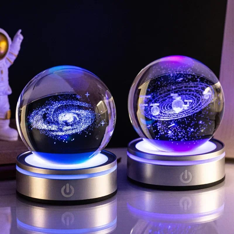 Boule de cristal veilleuses planète scintillante galaxie astronaute 3D RGB lune atmosphère lampe décorations de table cadeaux pour enfants décor