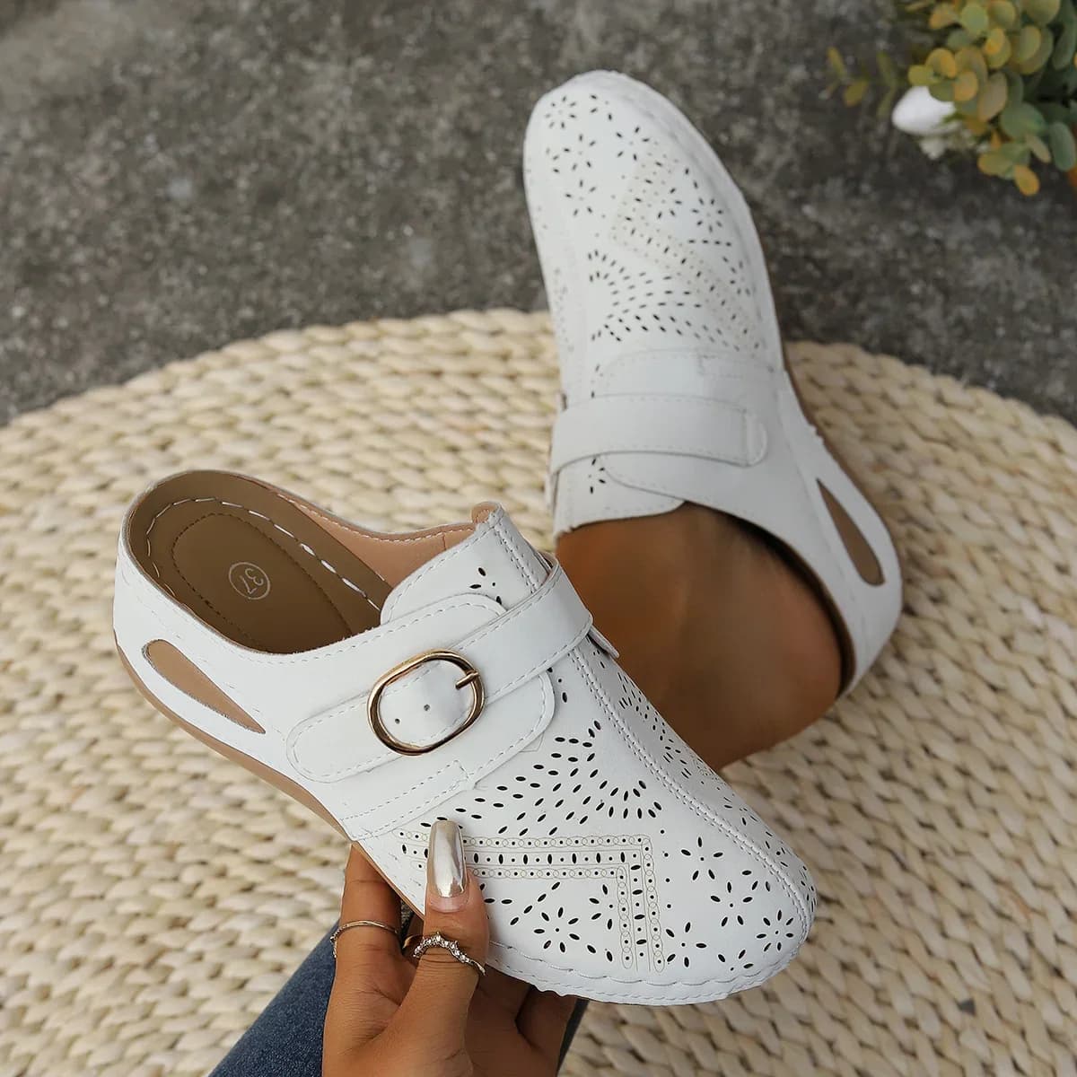 Pantoufles à Semelles Compensées pour Femme, Sandales Vintage, Nouvelle Mode d'Été, 2024