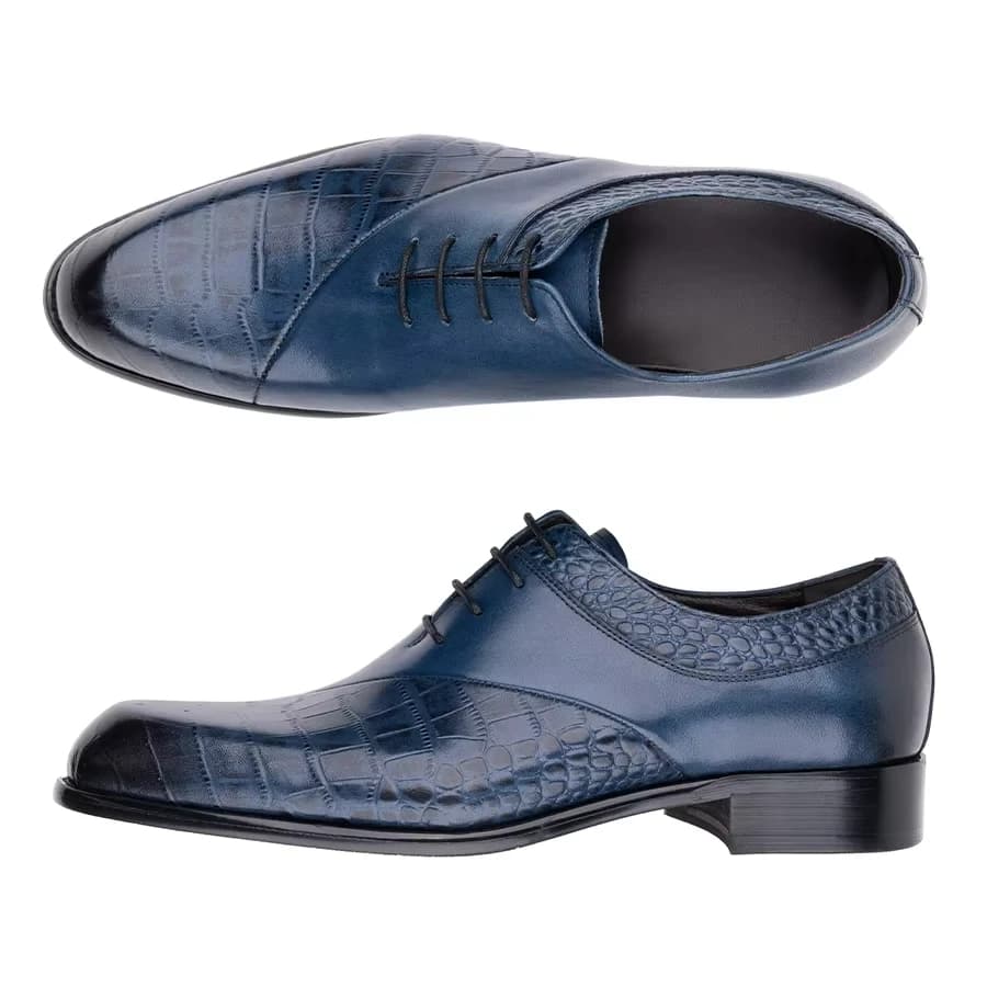Chaussures en cuir de vachette faites à la main pour hommes, Oxford, couche supérieure, luxe, rétro, bleu, designer, affaires, bureau, mariage, CN,