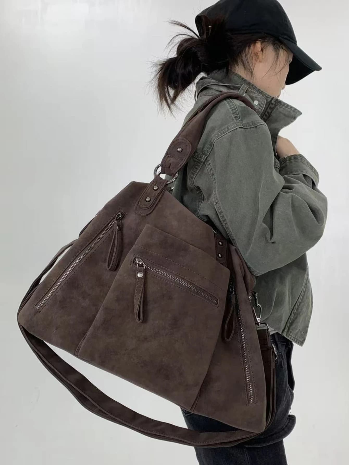 Sac fourre-tout mat Y2K Millennium Spicy Girl, grande capacité, multi-poches, personnalisé, sac bandoulière streetwear