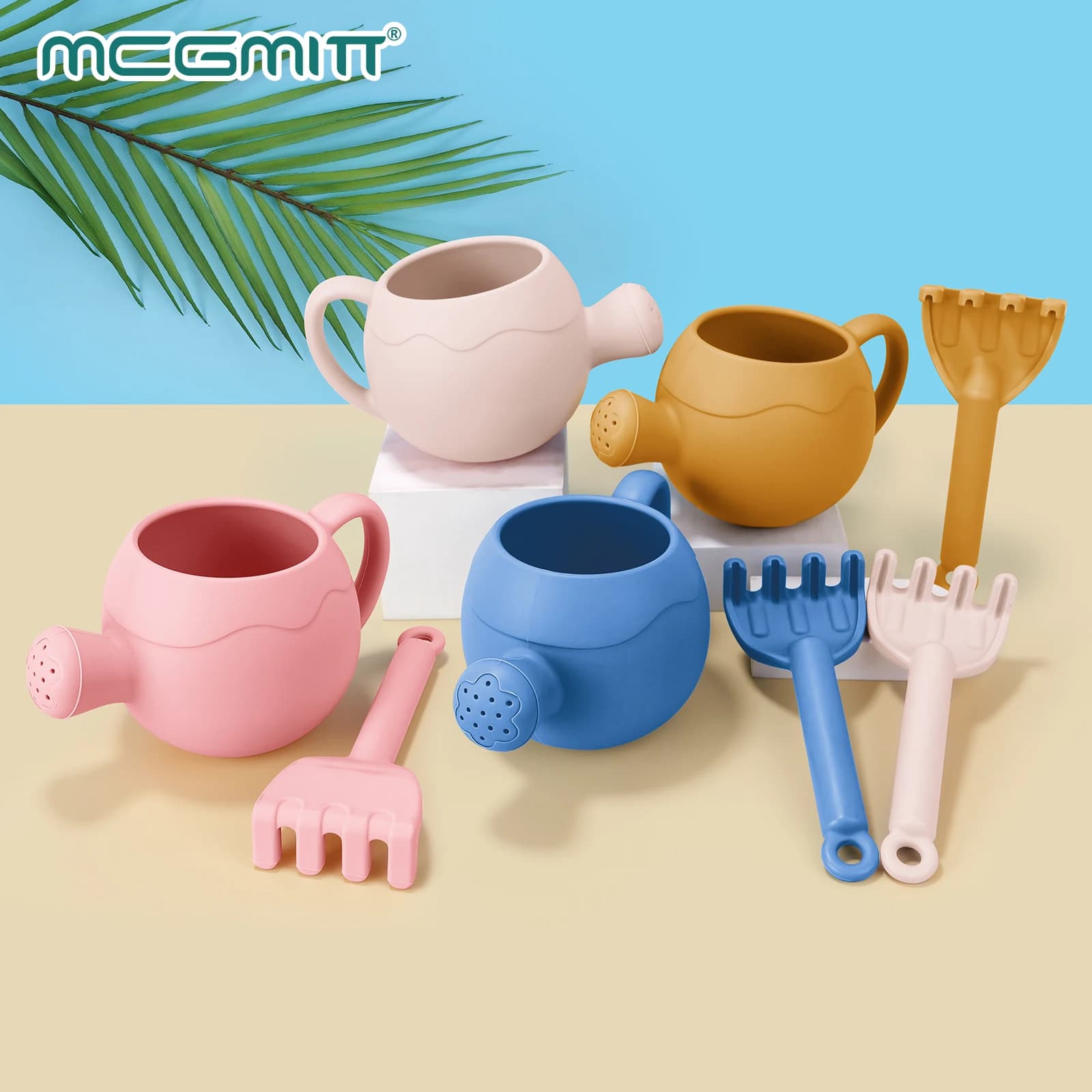 Jouets de plage d'été, outils de jeu de sable, Pot d'arrosage en Silicone souple, ensemble de râteaux, seau à sable, pelles adaptées aux enfants