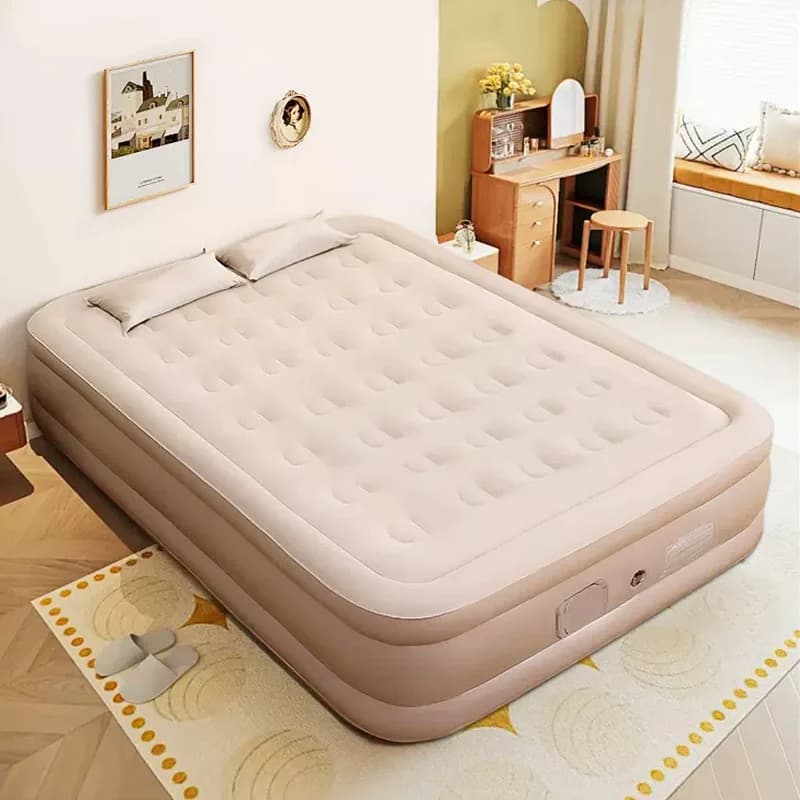 Matelas pneumatique Queen avec pompe intégrée, matelas gonflable amélioré, lit pneumatique de luxe floqué, matelas gonflable pour les invités du