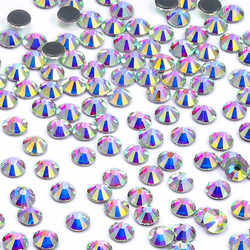 QIIY SS3-SS50 cristal AB verre noir strass chaud-fix Flatback fer sur pierres pour robe de mariée tissu vêtements décoration