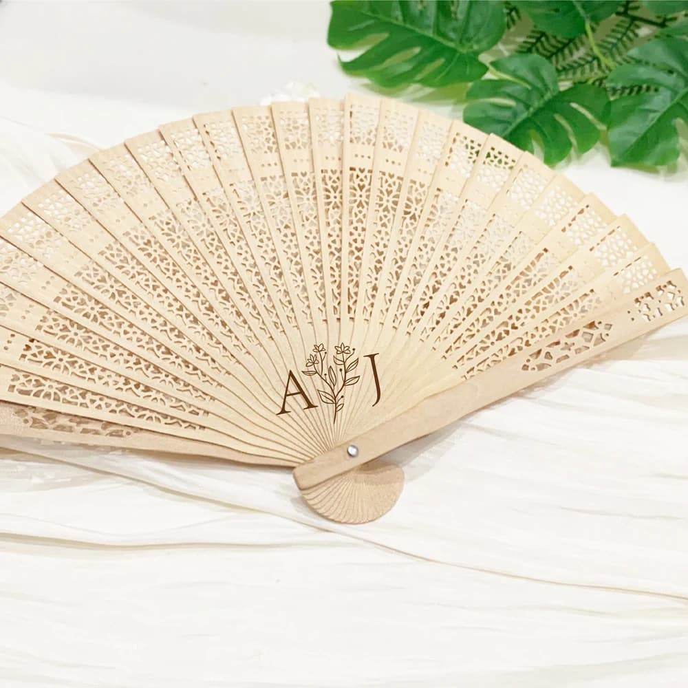 10/50 pièces Éventail à main personnalisé Mariage, éventails à main pliants en bois, Fan personnalisé Cadeaux de mariage Lot d'invités avec