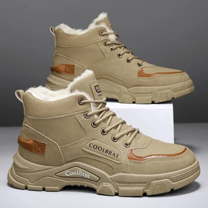 Bottes pour hommes : bottines de ski classiques élégantes pour randonnée en plein air, alpinisme et voyage, bottes de neige épaisses doublées de